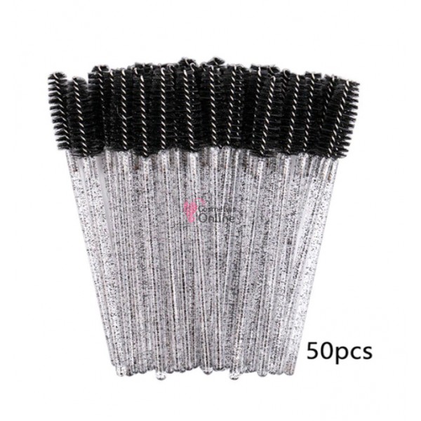 Periute Mascara pentru extensii gene false, 50 bucati Negru cu sclipici